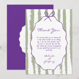 Whimsical Stripes Handwritten Painted Wedding  Dankeskarte