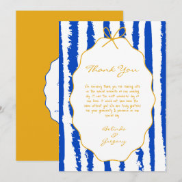 Whimsical Stripes Handwritten Painted Wedding  Dankeskarte