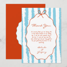 Whimsical Stripes Handwritten Painted Wedding  Dankeskarte