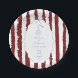 Whimsical Stripes Handwritten Painted Wedding  Pappteller<br><div class="desc">A whimsical hand drawn illustration wedding design suite in blue and burgundy. This contemporary modern wedding design is ideal for all seasons especially Spring and Summer. A contemporary, fun and whimsical wedding hand drawn and hand written look design perfect for destination weddings. A retro blue and burgundy hand illustrated and...</div>