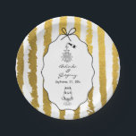 Whimsical Stripes Handwritten Painted Wedding  Pappteller<br><div class="desc">A whimsical hand drawn illustration wedding design suite in black and gold. This contemporary modern wedding design is ideal for all seasons especially Spring and Summer. A contemporary, fun and whimsical wedding hand drawn and hand written look design perfect for destination weddings. A retro black and gold hand illustrated and...</div>