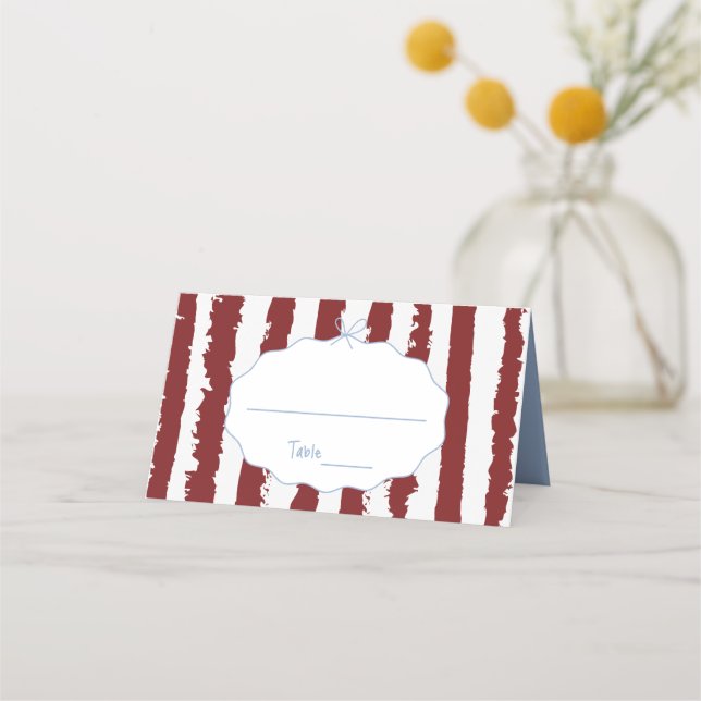 Whimsical Stripes Handwritten Painted Wedding  Platzkarte (Vorderseite)
