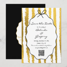 Whimsical Stripes Handwritten Painted Wedding  Save The Date