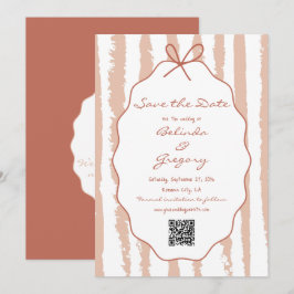 Whimsical Stripes Handwritten Painted Wedding  Save The Date