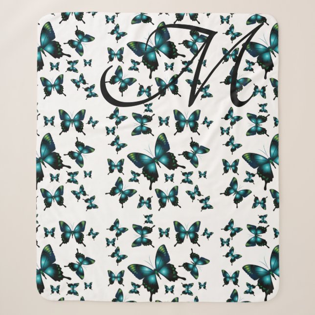 Whimsical Sublime Blue Electric Butterflies Sherpadecke (Vorderseite)
