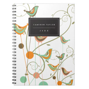 Whimsical Summer Birds Wirbel Moderne Naturweine Notizblock