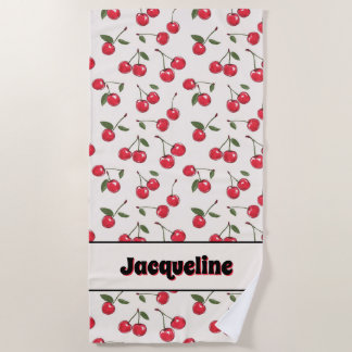 Whimsical Summer Red Cherry Strandtuch