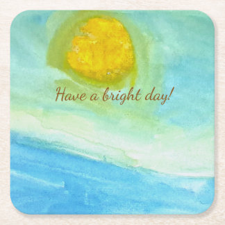 Whimsical Sun Watercolor "Have a Bright Day" Rechteckiger Pappuntersetzer