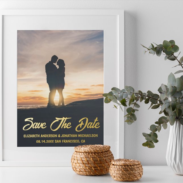 Whimsical Sunset Foto Wedding Save the Date Folieneinladung (Von Creator hochgeladen)