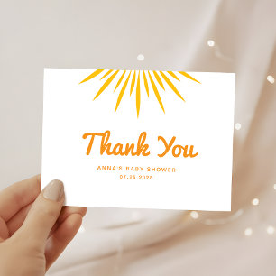 Whimsical Sunshine Baby Shower Minimalist Dankeskarte