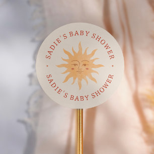 Whimsical Sunshine Vintage Sonnen-Baby-Party Runder Aufkleber