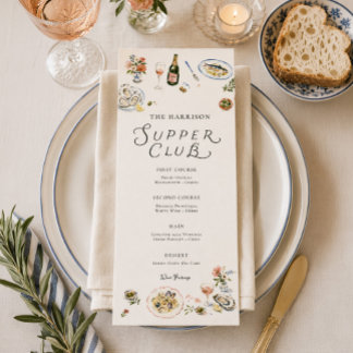 Whimsical Supper Club Abendmenü Menükarte