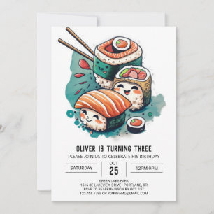 Whimsical Sushi Birthday Einladung