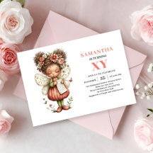 Whimsical Süße Feen-Mädchen Geburtstags-Rosa Einla
