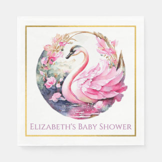 Whimsical Swan Paper Napkins Serviette