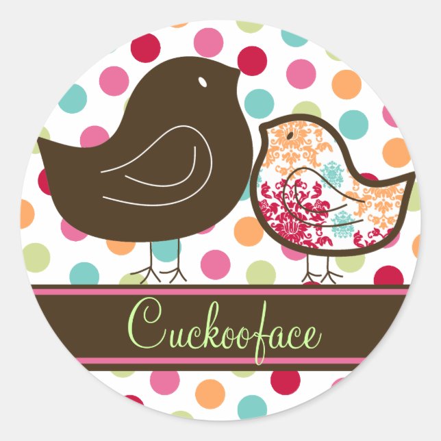 Whimsical Sweet Candy Damask Chicks Party Sticker (Vorderseite)