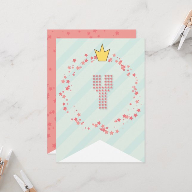 Whimsical Sweet Fairy Princess Girl Birthday Party Karte (Vorderseite/Rückseite Beispiel)
