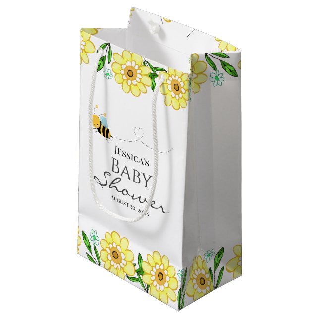 Whimsical Sweet Honey Bee Baby Dusche Kleine Geschenktüte (Vorderseite Schrägansicht)