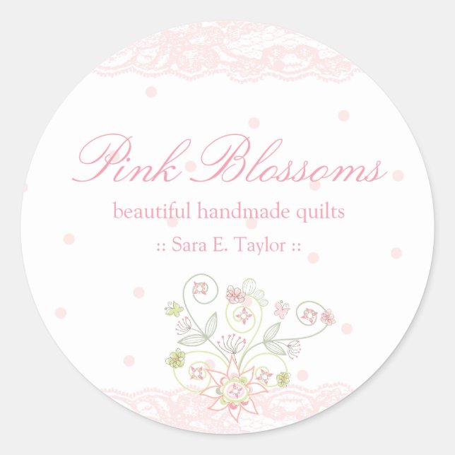 Whimsical Sweet Pink Blütenaufkleber Runder Aufkleber (Vorderseite)
