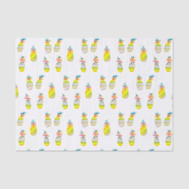Whimsical Sweet Rainbow Pineapine Wasserfarbe Seidenpapier (Vorderseite)