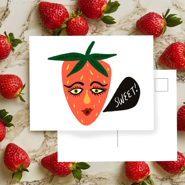 Whimsical Sweet Strawberry Postcard Postkarte (Whimsical Sweet Strawberry Postcard
)