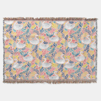 Whimsical Sweet Swans on Pale Pink Decke