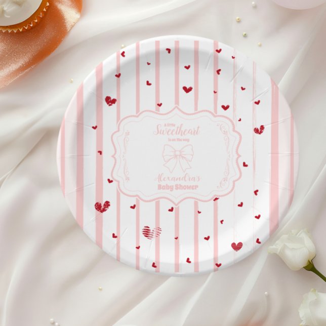 Whimsical Sweetheart Valentine's Day Babydusche Pappteller (Von Creator hochgeladen)