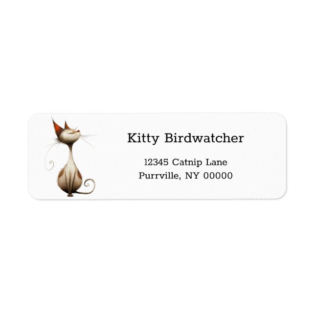 Whimsical Tan Smug Cat Illustration Rücksendeadres (Vorne)