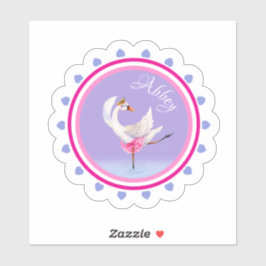 Whimsical tanzend Ballett Schwan lila personalisie Aufkleber