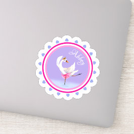 Whimsical tanzend Ballett Schwan lila personalisie Aufkleber