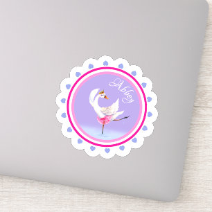 Whimsical tanzend Ballett Schwan lila personalisie Aufkleber