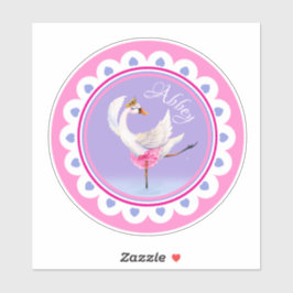 Whimsical tanzend Ballett Schwan lila personalisie Aufkleber