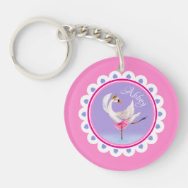 Whimsical tanzend Ballett Schwan lila personalisie Schlüsselanhänger