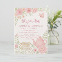 Whimsical Tea Party Anniversaire Invitation pour e