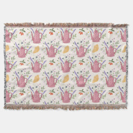 Whimsical Tea Time Doodle Throw Blanket Decke