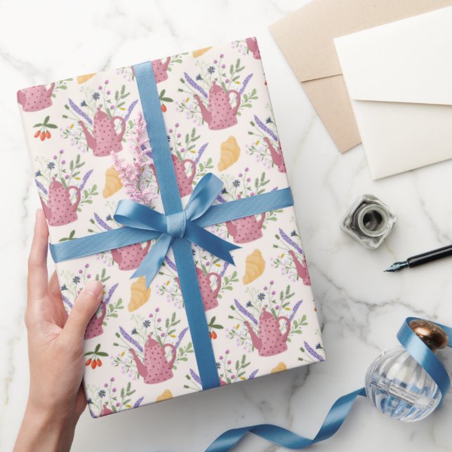 Whimsical Tea Time Doodle Wrapping Paper Geschenkpapier (Schenken)