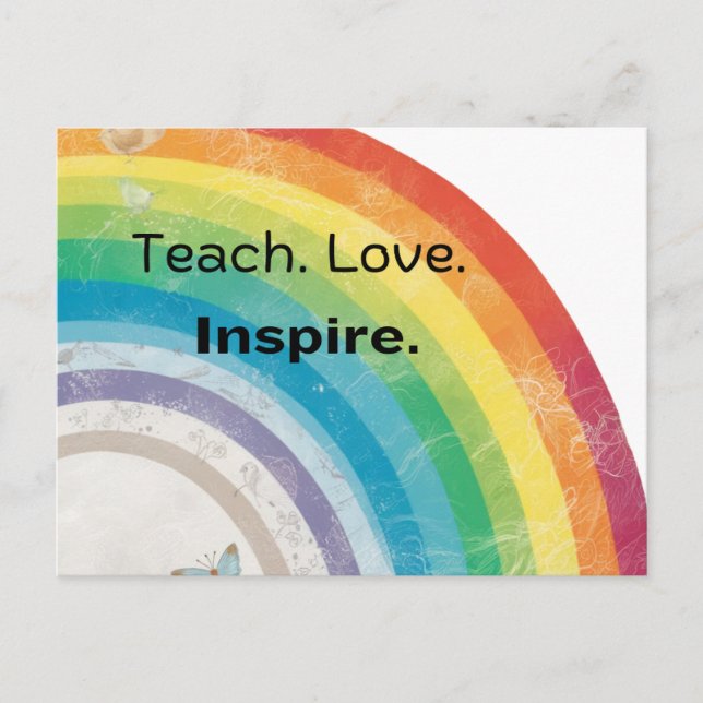 Whimsical Teach Liebe Inspirierte Rainbow Teacher Postkarte (Vorderseite)