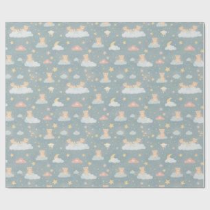 Whimsical Teddy Bär auf Wolken Nacht Geschenkpapier