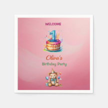 Whimsical Teddy Bear 1. Geburtstagspapier Napkins
