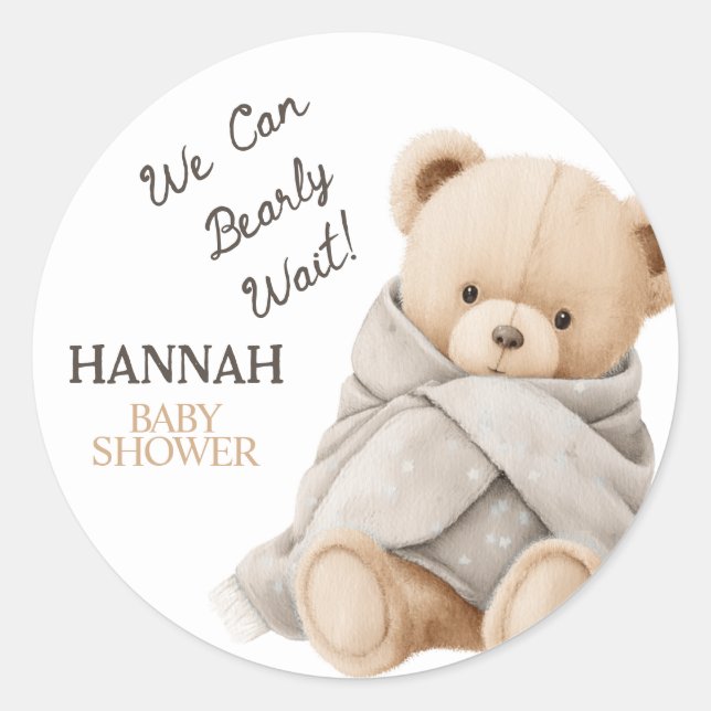 Whimsical Teddy Bear Baby Shower  Runder Aufkleber (Vorderseite)