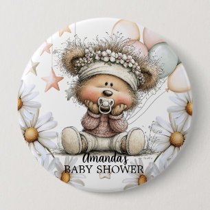 Whimsical Teddy Bear Babyparty Button