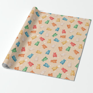 Whimsical Teddy Bears and Snowflakes Wrapping Papa Geschenkpapier