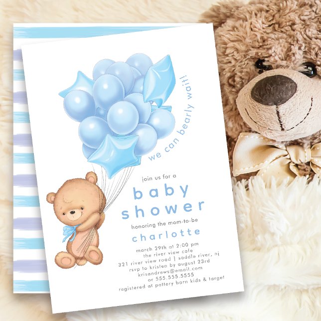 Whimsical Teddy Boys Baby shower Invitation (Créateur téléchargé)
