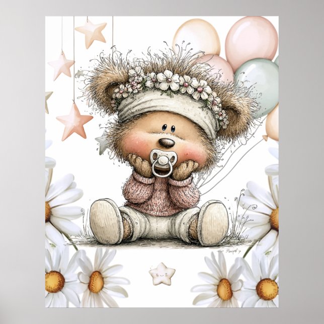 Whimsical Teddybär  Poster (Vorne)