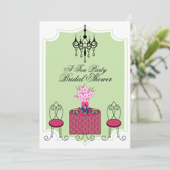 Whimsical Tee Party Einladung (Stehend Vorderseite)
