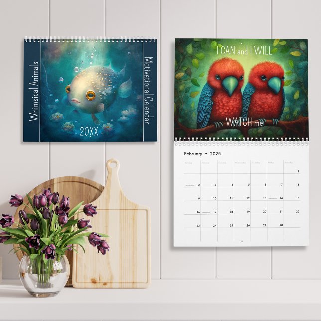 Whimsical Tiere Motivierend Jahr Inspiration Kalender (Whimsical Animals Motivational Year Inspirational Calendar)