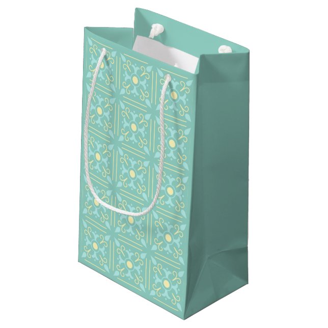 Whimsical Tiled Afternoon Tea Geschenktasche Kleine Geschenktüte (Rückseite Schrägansicht)