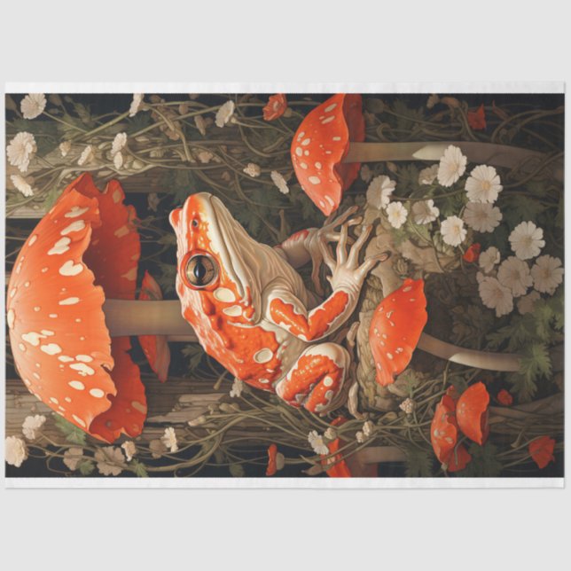 Whimsical Toad on Vibranly Mushroom Decoupage Seidenpapier (Vorderseite)