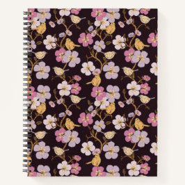 Whimsical Trailing Florals und Birnen - Schwarz/Ro Notizbuch
