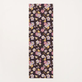 Whimsical Trailing Florals und Birnen - Schwarz/Ro Yogamatte